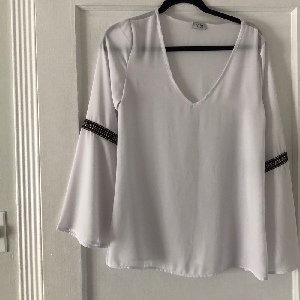 White bell sleeve blouse